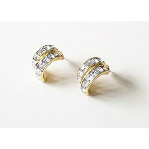 Luxury Design 18k Double Gold & Crystal Earrings